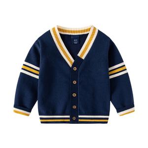 Automne nouveau tricoté bébé Cardigan <span class=keywords><strong>pull</strong></span> en gros col en V broderie simple boutonnage tricot garçon chandails - Product Image 1