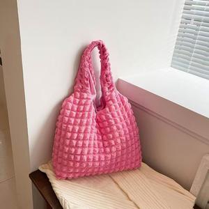 Sac à main plissé style coréen pour fille, sac à déjeuner tendance grande capacité en forme de nuage, sac fourre-tout sous le bras en PU ouvert - Product Image 5