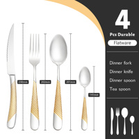 Couverts de mariage royal Argenterie de luxe en acier inoxydable de haute qualité Cuillère et fourchette en or Ensemble de couverts de restaurant
