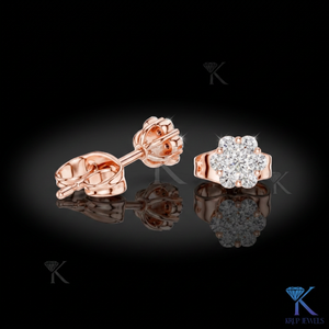 Lab Grown Diamond Floral Cluster <b>Stud</b> Earrings 7 Stone Crown Setting 14K 18K Solid Gold Women's Jewelry Wedding Party - Product Image 2