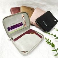 Portefeuille de voyage en cuir PU avec fermeture éclair, grande capacité, pour billets d'avion, cartes et passeports, impression de logo, imperméable et durable