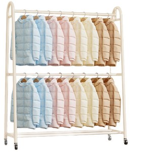 Clothes Rack Double Rod With Shelf For Bedroom Dorm Balcony Storage And Drying - Product Image 4