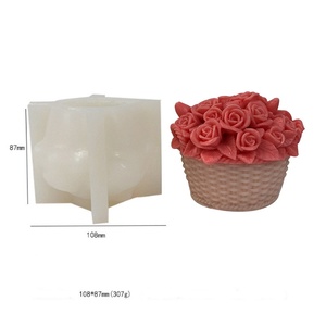 Cesta de rosas, vela de aromaterapia, molde de silicona DIY, decoración de yeso de aromaterapia para el Día de San Valentín, molde para pastel de mousse - Product Image 5