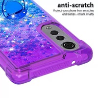 Compatible avec LG Velvet G9 4G 5G Ring Bracket Four Corners Anti-Drop Gradient Quicksand Phone Case 4G Protective Soft Shell