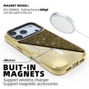 Étui de téléphone Aikusu Gold personnalisé en tissu orné de strass et de cristaux élégants pour iPhone 17 16 15 14 13 Air Plus Pro Max - Product Image 4