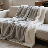 Grande Vente Couverture Polaire Sherpa Douce et Résistante Personnalisée, Double Couche Épaisse Tricotée Multicolore, Plaid Pelucheux pour l'Hiver