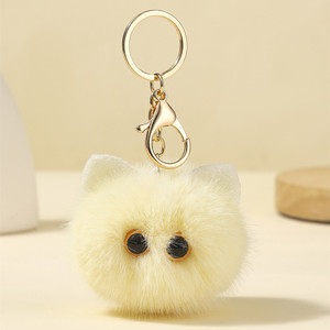 Lindo Llavero de Gato de Peluche, Colgante de Pompón de Piel Sintética de Visón, Adorno para Bolso de Mujer, Estilo de Dibujos Animados, Accesorios Suaves para Llaves, Regalo - Product Image 2