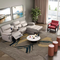 Canapé inclinable d'angle moderne en forme de L Table basse Mobilier de maison avec rangement et porte-gobelets Canapés fonctionnels pour le salon