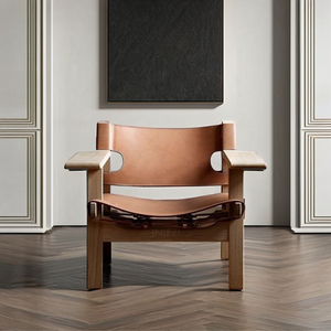 Sedia Spagnola in Legno Massello Stile Scandinavo Sedia da Relax Nordica Arredamento per Soggiorno Poltrona da Salotto - Product Image 3