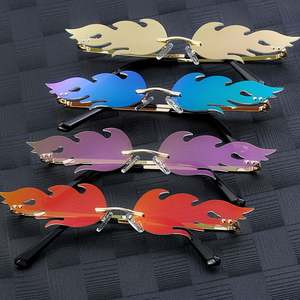 Gafas de Sol Vintage de Lujo sin Montura, Metálicas, para Mujer, con Diseño de Llama de Fuego, Estilo Moderno y Delgado - Product Image 5