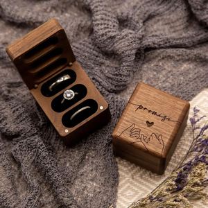 1pcs Personalized Walnut Square Creative Personalized Engagement Wedding <b>Ring</b> <b>Box</b> Gift - Product Image 4