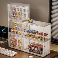 Vitrine d'exposition moderne en plastique avec éclairage LED, grande capacité, pour figurines de poupées, vitrine en acrylique