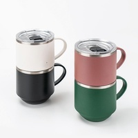 Mug de table isotherme à double paroi en acier inoxydable 304 avec interrupteur coulissant facile, empilable, pour bureau et usage quotidien