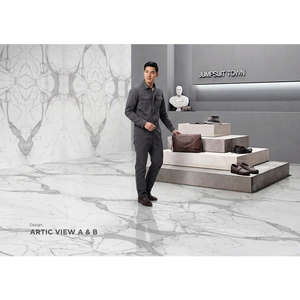 Azulejos de porcelana Stardust Crema de 800x1600 mm con acabado brillante para pisos y paredes, aspecto de mármol crema, 80x160 cm - Product Image 4