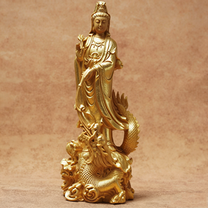 ไม้สนจีนธรรมชาติ รูปปั้นพระพุทธรูปกวนอิม งานแกะสลักไม้ทำมือ รูปปั้นพระโพธิสัตว์กวนอิม เทพีแห่งความเมตตา ตกแต่งแท่นบูชาพระพุทธ - Product Image 6