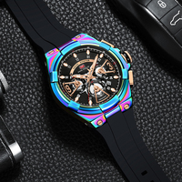 OEM Jam Tangan MINI FOCUS Santai Pria, Arloji Kuarsa Tahan Air Wajah Berongga Pria 0402G Relojes