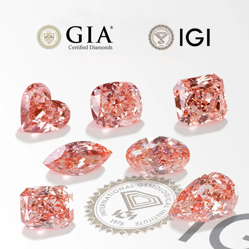 สีชมพู Lab ปลูกเพชร CVD HPHT GIA IGI ได้รับการรับรอง 1CT 4CT รูปไข่ Pear H VVS VVS1 VVS2 หลวมเพชรธรรมชาติหินเครื่องประดับที่กําหนดเอง