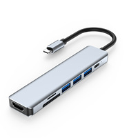 PIX-LINK Dock d'extension de port 7-en-1 Ordinateur concentrateur 7 en 1 avec plusieurs concentrateurs Ports USB Station d'accueil portable