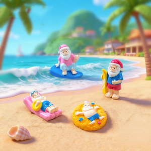 Figuras de Resina de Mini Santa Claus para Decoración de Playa, Adornos en Miniatura para Paisajes Tropicales Costeros, Venta Caliente de Verano - Product Image 1