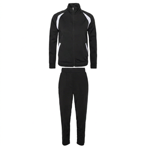 Conjunto Deportivo Urbano Negro para Hombre, Chaqueta con Cierre Completo y Bolsillos Laterales, Pantalones a Juego, Corte Regular, Ecológico y Ligero para Otoño - Product Image 1
