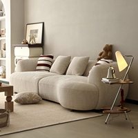 Canapé d'angle minimaliste italien en chenille courbé à trois places avec pieds en métal, design de luxe pour appartement