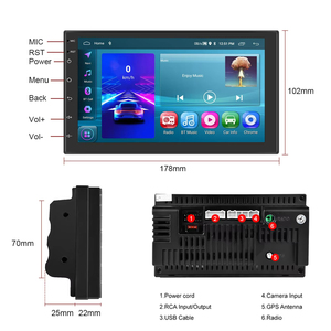 Radio de Auto Podofo 2+64GB 7" Doble DIN, Estéreo para Auto Android, Autoradio con Carplay, Android Auto, GPS, WIFI, BT, FM, RDS, Compatible con Cámara AHD - Product Image 5