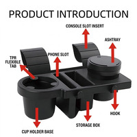 Support de rangement multifonctionnel en plastique pour porte de voiture avec porte-gobelet, boîte de rangement pour téléphone et cendrier
