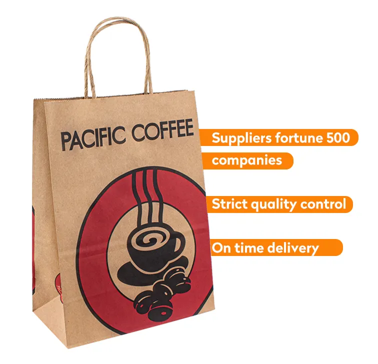 Bon marché recyclé Logo personnalisé imprimé épicerie emballage sac en papier Kraft brun avec poignées