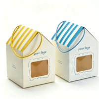 Boîtes cadeaux pliantes créatives et minimalistes, en forme de petite maison, pour friandises de style pâtisserie, en carton ivoire de 2 mm, pour faveurs de mariage