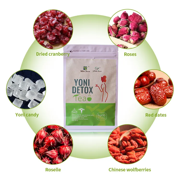 Winstown yoni detox תה יופי עשבי תיבול נקבה ניקוי וגינלי 100% טבעי פנינים תערובת צמחים ניקוי רעלים