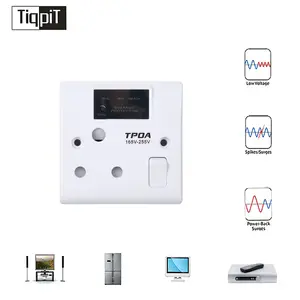 Tiqpit Tpoa Electric Function 220v Standard Grounding Regulators Triple Wall Mounted Protector Sockets With Voltage Protection