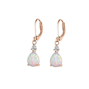 ต่างหูเงินแท้ 925 รูปหยดน้ำประดับโอปอลไฟ สำหรับผู้หญิง - Product Image 1
