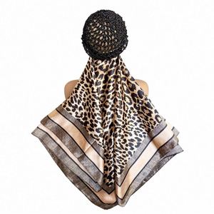 Wrap 2 in 1 With Net Head <b>Scarf</b> Silky Satin Square Headscarf Hair Bandanas Gift - Product Image 4