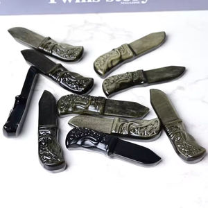 Cuchillo de Obsidiana Dorada/Plateada Natural de Alta Calidad al por Mayor, Artesanía para Decoración del Hogar, Regalo Perfecto para las Fiestas - Product Image 2