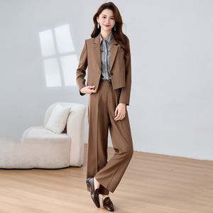 Women's Grey Short Blazer Suit Solid Color Polyester Anti-Wrinkle Casual Professional Wear Spring Autumn 2025 - Product Image 3