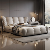 Lit double moderne de 1,8 m pour chambre principale, nouveau lit haut de gamme avec rangement intégré et ambiance élégante