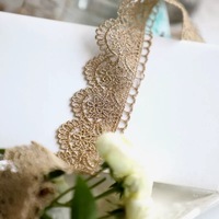 Garniture en dentelle brodée dorée de haute qualité Accessoires vestimentaires Encajes dentelle de ruban de coton doré