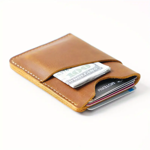 Cartera clásica minimalista de cuero genuino con clip para dinero para hombre, tarjetero compacto ultrafino de piel de vaca - Product Image 4