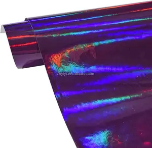 Holographic Laser Purple Chrome Car Vinyl Wraps Self Adhesive Decal Sticker Film Sheet DIY 1.52X15Mself