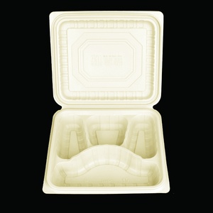 Hinged Lid Food Containers 3 Compartment Foam Clamshell Takeaway Food Box