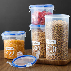 Recipiente hermético transparente SealPot de plástico para almacenamiento de alimentos, granos, cereales y productos secos de cocina, de 600, 800 y 1500 ml. - Product Image 2