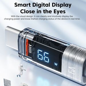 Toocki Bán Trực Tiếp Từ Nhà Máy Cáp Usb 66W Cáp Sạc Type C Có Màn Hình Hiển Thị Bề Ngoài Trong Suốt - Product Image 4