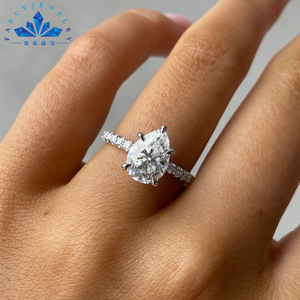 <span class=keywords><strong>Anello</strong></span> <span class=keywords><strong>Solitario</strong></span> Personalizzato con <span class=keywords><strong>Diamante</strong></span> Moissanite Sintetico a Goccia 3 Carati 7X11mm 8x10mm in Oro 14K con Certificato GRA - Product Image 1