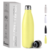 Bouteille d'eau en acier inoxydable à double paroi isolée sous vide, isolation thermique 12-24h, sans BPA, grande capacité, anti-fuite