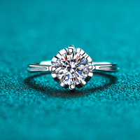 Bague en argent S925 avec moissanite certifiée GRA VVS1, taille brillant rond, Plata Ley, vente en gros pour les détaillants
