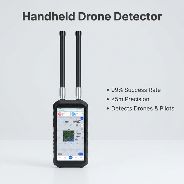 Portable Handheld Wireless UAV Detection Positioning Alarm 1-2KM 3000mAh Drone Detector