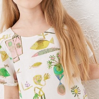 Vestido moderno para meninas, vestido de algodão para meninas; elegante vestido vintage para meninas; verão 2022 estampa floral gabby loop; vestidos infantis