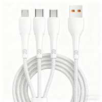 Kabel TUTI Grosir 3 in 1 Micro Lighting Type C 1.2m USB 3A Tembaga Murni Pengisian Cepat untuk Ponsel
