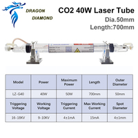 Tabung Laser Kaca CO2 Dragon Diamond 40W 50W untuk Mesin Pemotong dan Pengukir, Pengganti Tabung Laser CO2