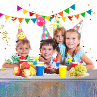 Nappe jetable en plastique holographique irisée pour la vente en gros – Couverture de table rectangulaire pour fêtes, anniversaires et mariages